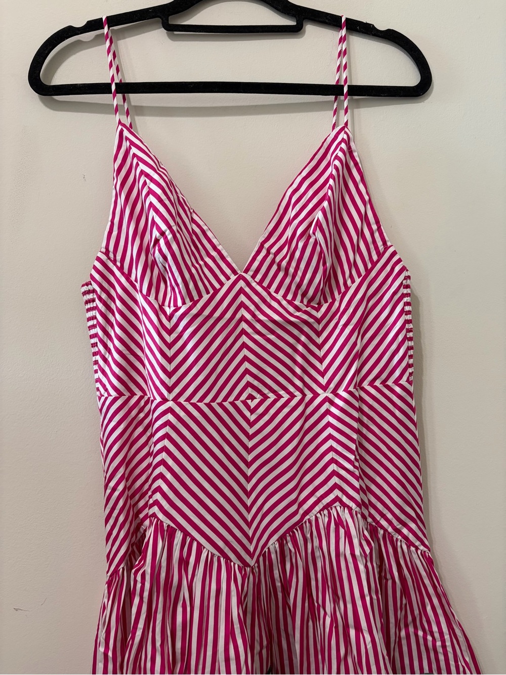 Farm Rio Pink Palm Tree Stripes Cutwork Midi Dress Medium - Picture 6 of 9
